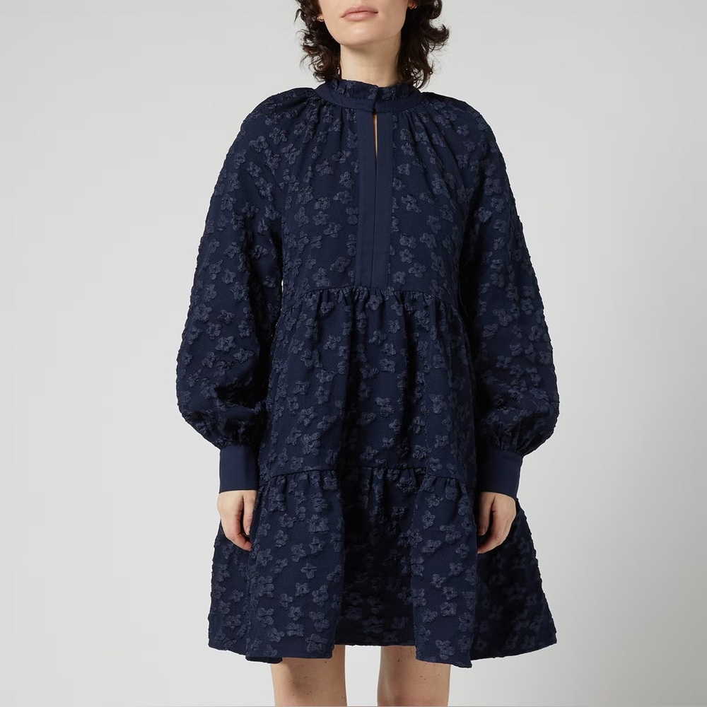 STINE GOYA Navy Blue Textured Dress